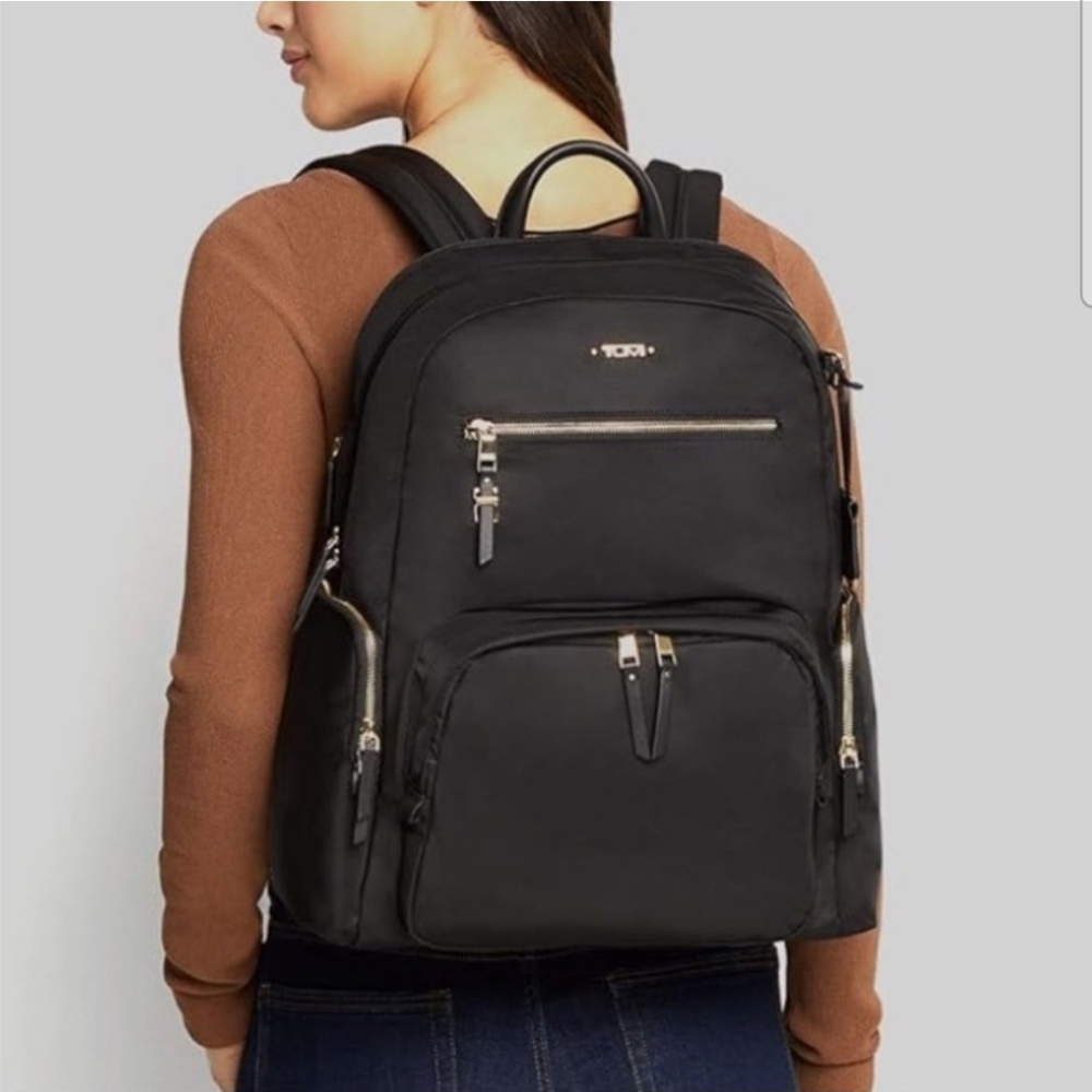 Tumi Voyager Black Backpack/Gold Hardware